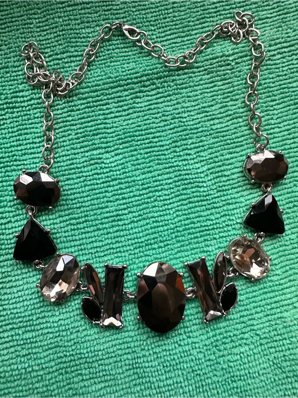 Unk Black and Smoky Crystal Bib Necklace